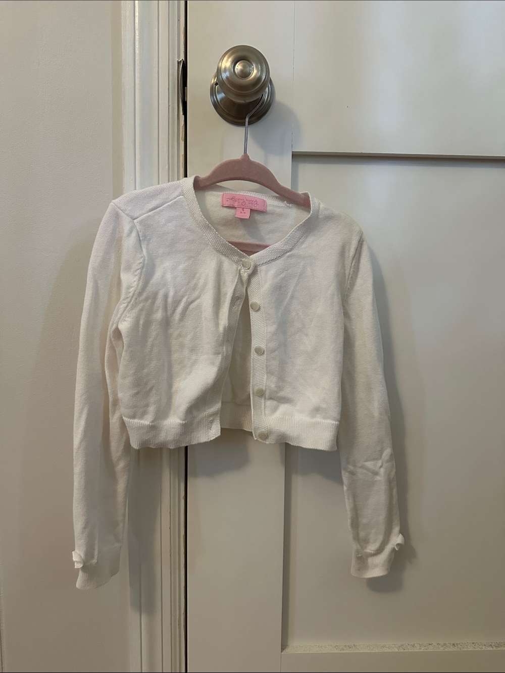 Lilly Pulitzer Girls Small White Button Front Cardigan Sweater